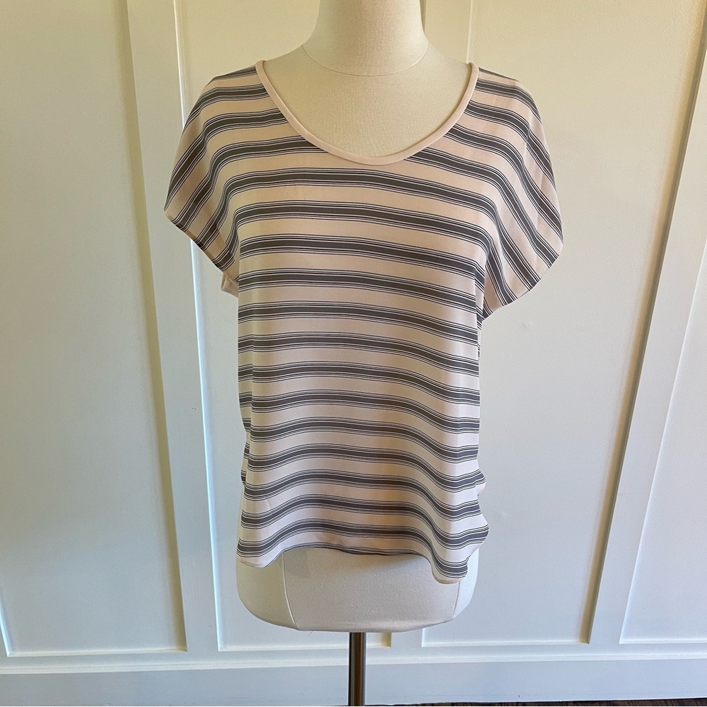 Loft pink and grey striped shirt